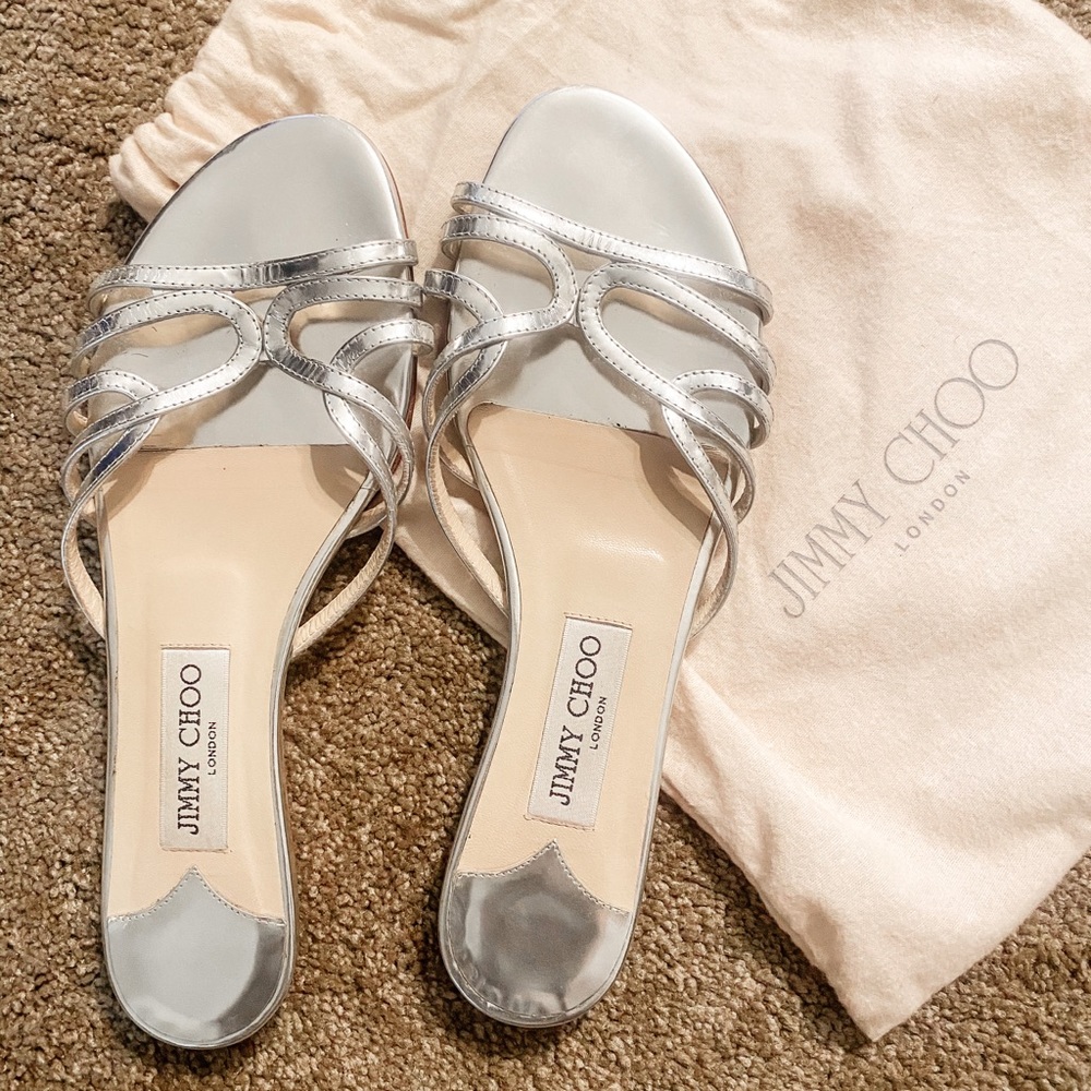 Jimmy Choo size 9 designer metallic Sandals